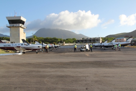 A group of aircrafts escorted to Nevis for the first time by Air Journey at the Vance W. Amory International Airport on January 30, 2014